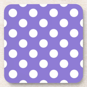 White polka dots on periwinkle coaster