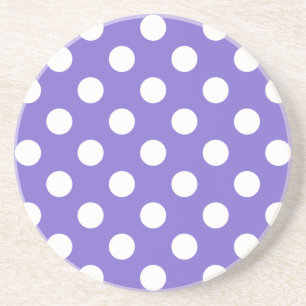 White polka dots on periwinkle coaster