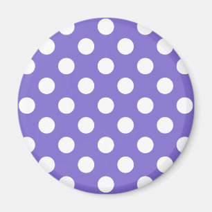 White polka dots on periwinkle magnet