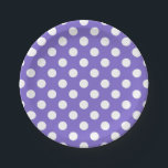White polka dots on periwinkle paper plate<br><div class="desc">White polka dots on periwinkle</div>