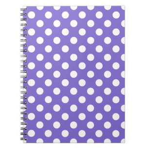 White polka dots on periwinkle spiral notebook