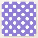 White polka dots on periwinkle square paper coaster<br><div class="desc">White polka dots on periwinkle</div>