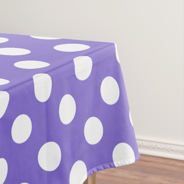 White polka dots on periwinkle tablecloth (In Situ)