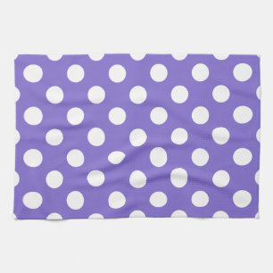 White polka dots on periwinkle tea towel