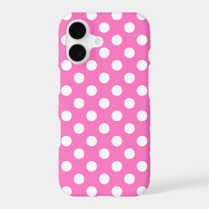 White polka dots on pink