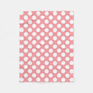 White polka dots on pink background fleece blanket