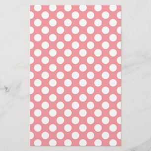 White polka dots on pink background stationery