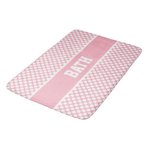 White Polka Dots On Pink Bath Mat
