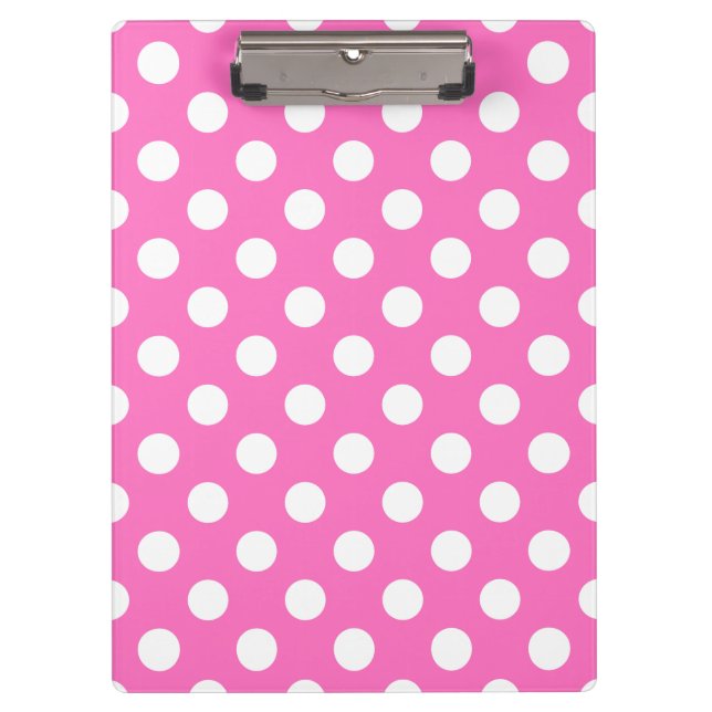 White polka dots on pink clipboard (Front)