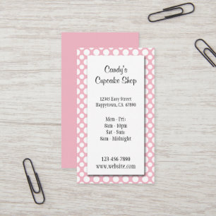 White Polka Dots on Pink Editable Business Card