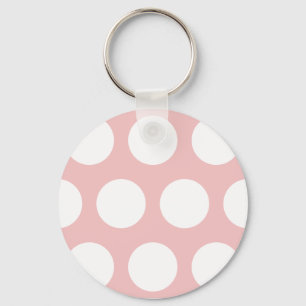 White Polka Dots on Pink Key Ring