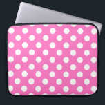 White polka dots on pink laptop sleeve<br><div class="desc">White polka dots on pink</div>