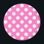 White polka dots on pink magnet<br><div class="desc">White polka dots on pink</div>