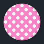 White polka dots on pink magnet<br><div class="desc">White polka dots on pink</div>