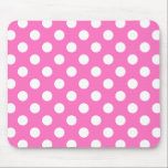 White polka dots on pink mouse pad<br><div class="desc">White polka dots on pink</div>