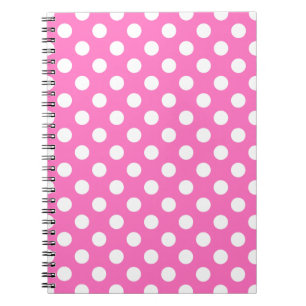 White polka dots on pink spiral notebook