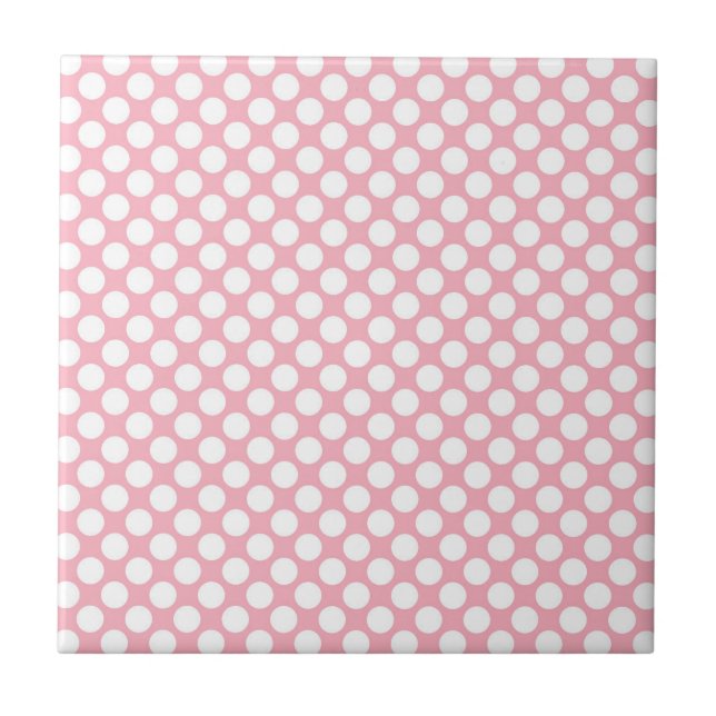 White Polka Dots On Pink Tile (Front)