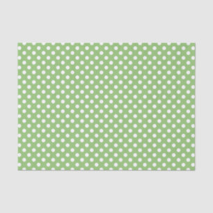 White Polka Dots on Pistachio Green Tissue Paper