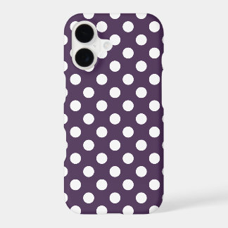 White polka dots on plum purple