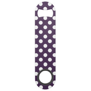 White polka dots on plum purple