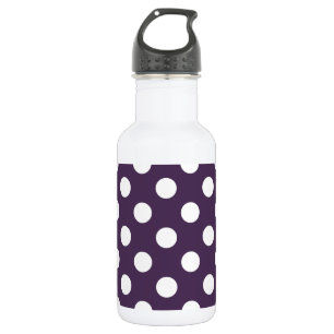 White polka dots on plum purple 532 ml water bottle