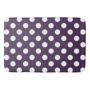 White polka dots on plum purple bath mat