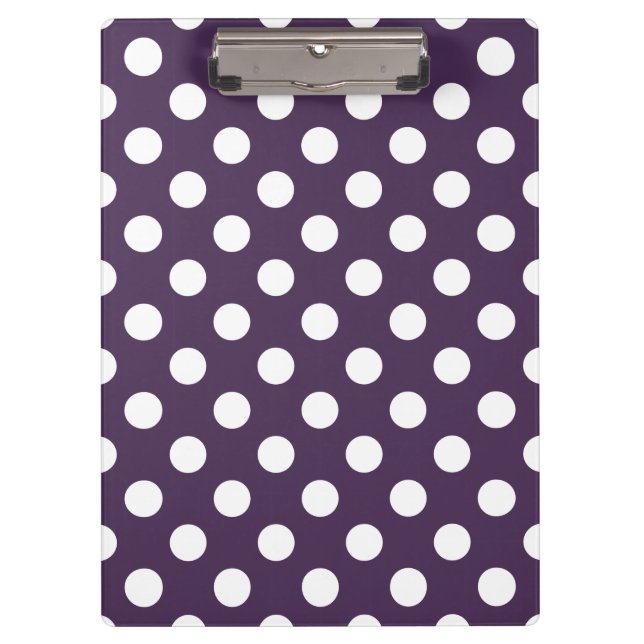 White polka dots on plum purple clipboard (Front)