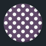 White polka dots on plum purple magnet<br><div class="desc">White polka dots on plum purple</div>