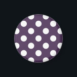 White polka dots on plum purple magnet<br><div class="desc">White polka dots on plum purple</div>