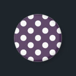 White polka dots on plum purple magnet<br><div class="desc">White polka dots on plum purple</div>