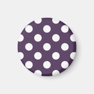 White polka dots on plum purple magnet