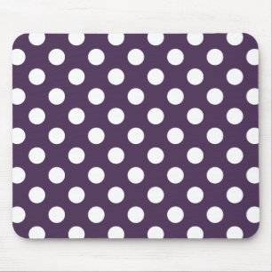 White polka dots on plum purple mouse pad
