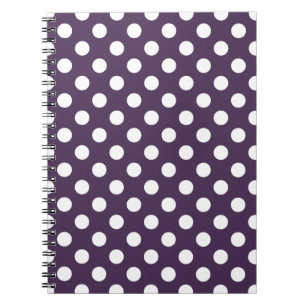 White polka dots on plum purple spiral notebook
