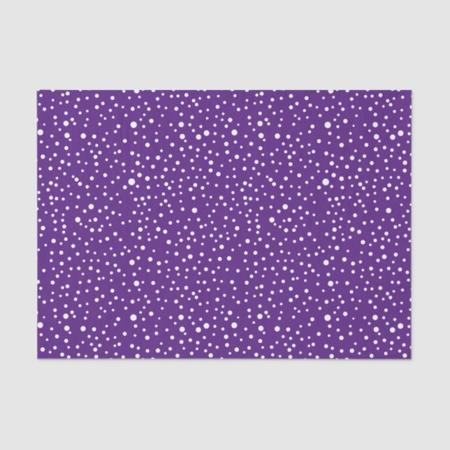 White polka dots on purple Christmas holiday  Tissue Paper (Front)