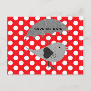 White polka Dots On Red Background Announcement Postcard