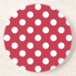 White polka dots on red coaster<br><div class="desc">White polka dots on red</div>