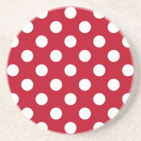 White polka dots on red