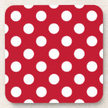 White polka dots on red coaster<br><div class="desc">White polka dots on red</div>
