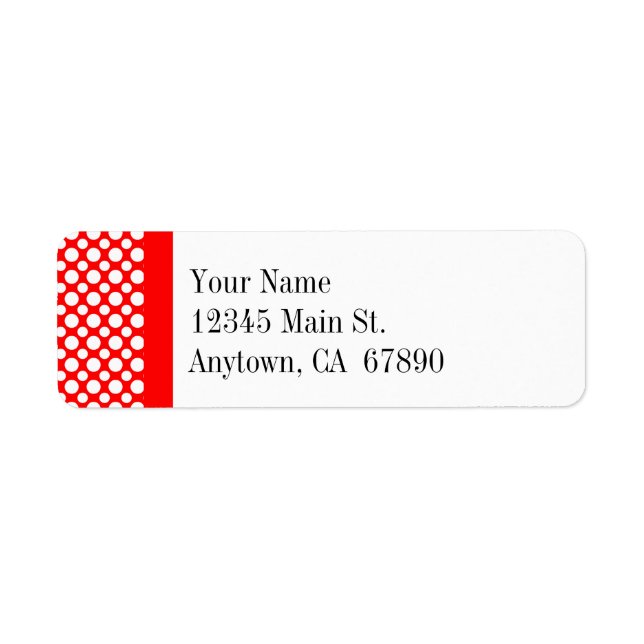 White Polka Dots on Red Custom Address Label (Front)