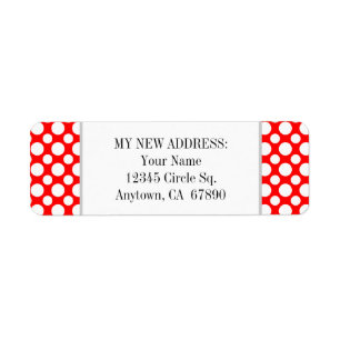White Polka Dots on Red Custom New Address Label