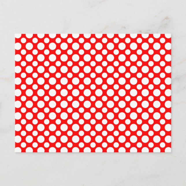 White Polka-Dots on Red Custom Postcard (Front)