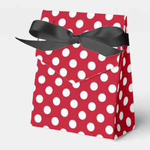 White polka dots on red favour box