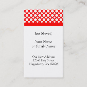 White Polka Dots on Red Just Moved Custom Cards