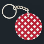 White polka dots on red key ring<br><div class="desc">White polka dots on red</div>