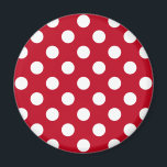 White polka dots on red magnet<br><div class="desc">White polka dots on red</div>