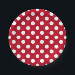 White polka dots on red paper plate<br><div class="desc">White polka dots on red</div>