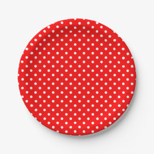 White Polka Dots on Red Paper Plate