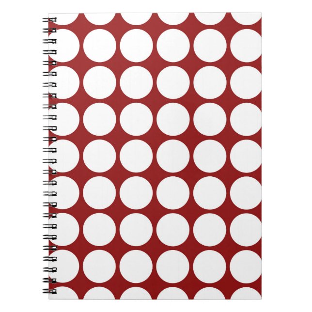White Polka Dots on Red Spiral Notebook (Front)