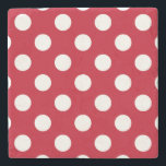 White polka dots on red stone coaster<br><div class="desc">White polka dots on red</div>