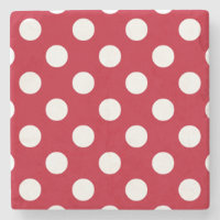 White polka dots on red